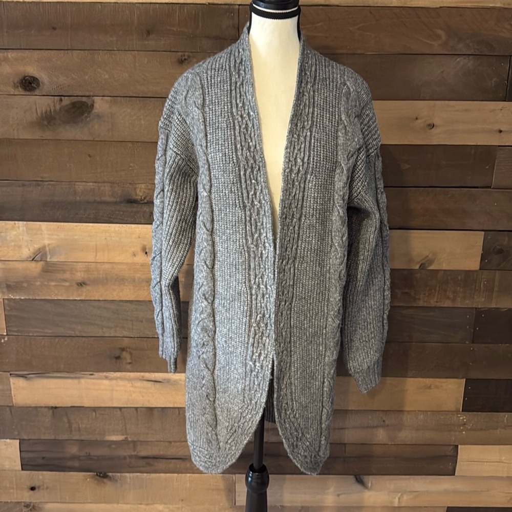 Terra and Sky Women's Long Open Front Gray Cardigan Size 0X (14W)